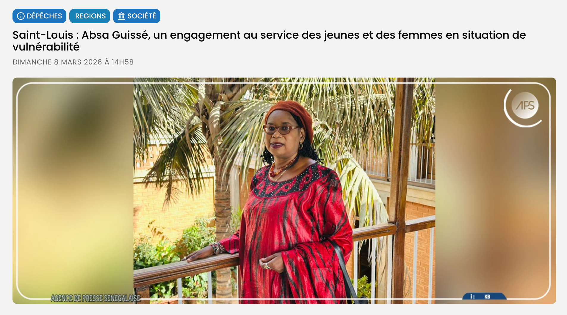 Saint-Louis : Absa Guissé, un engagement au service des jeunes et des femmes en situation de vulnérabilité